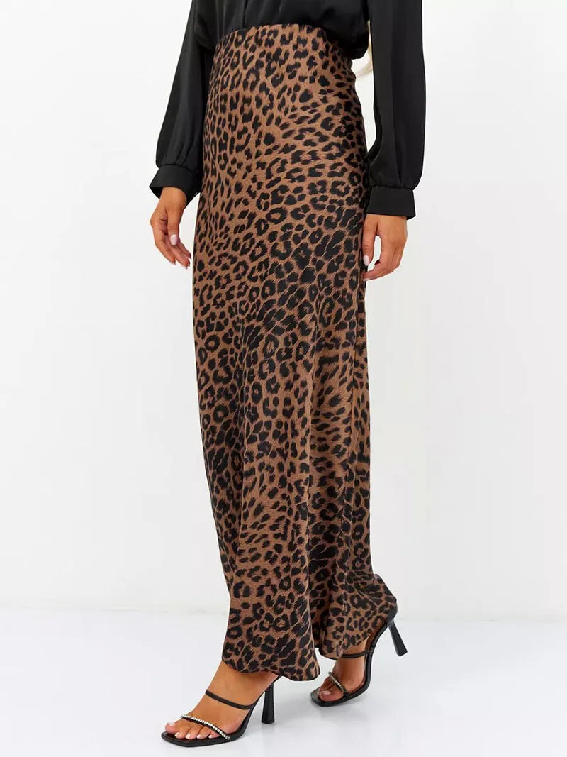 Alexandrine | Leopard Print Satin Skirt
