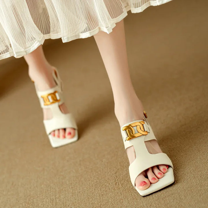 Hortensia | Chain Detail Block Heel Sandals
