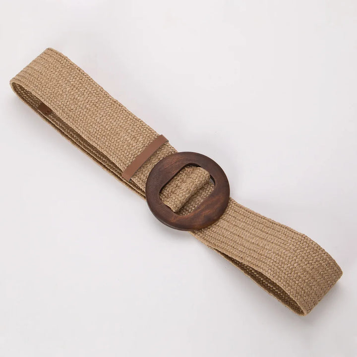 Woven Straw Belt, Wood Ring Buckle