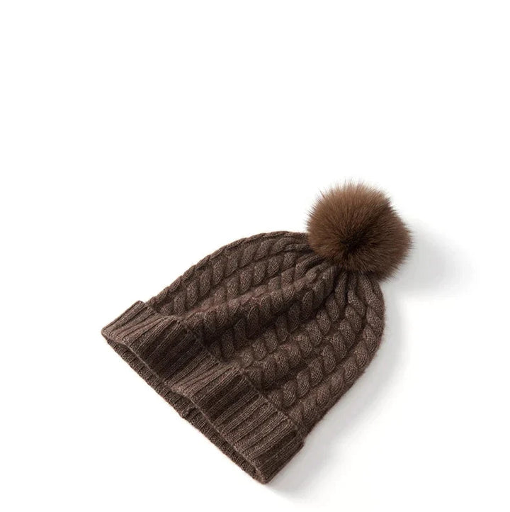 Fine Knit Cashmere Pom Beanie