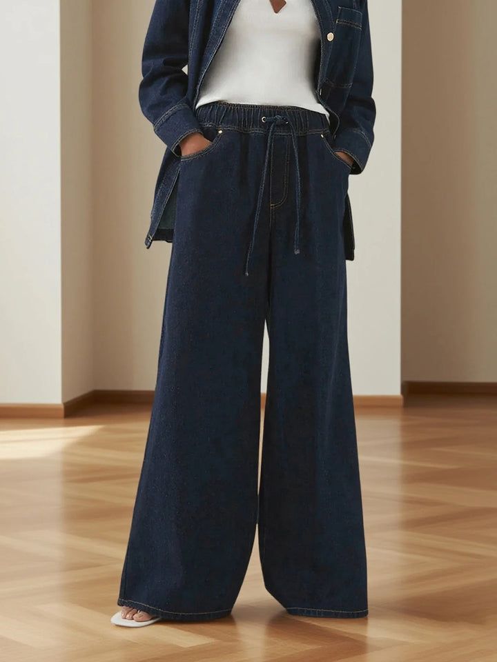 Mariange | Drawstring Wide Leg Denim Jeans