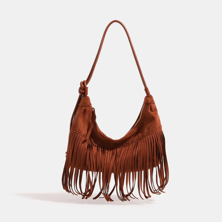 Suede Fringe Bag, Leather Seams