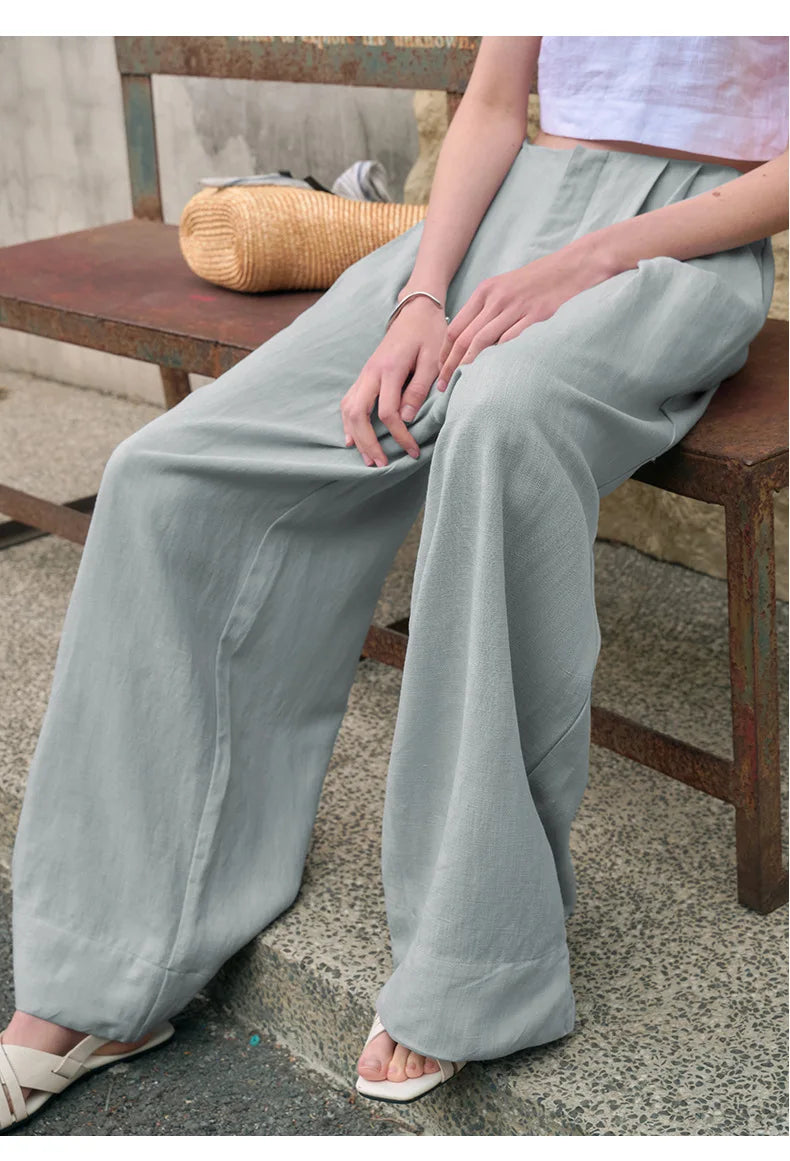 Valentina | Deep Pleated Linen Blend Pants