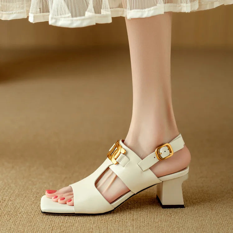 Hortensia | Chain Detail Block Heel Sandals