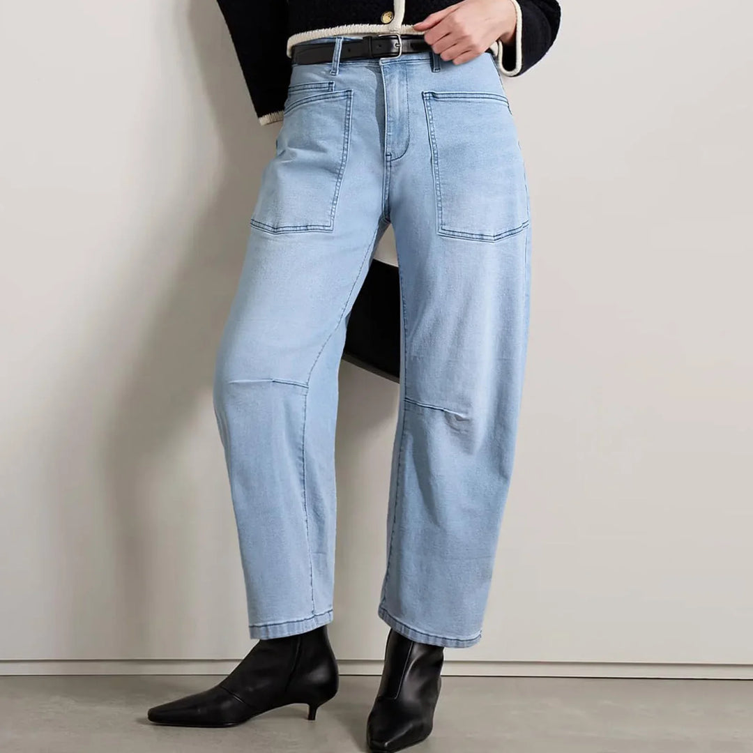 Sylviane | Structured Denim Barrel Leg Jeans