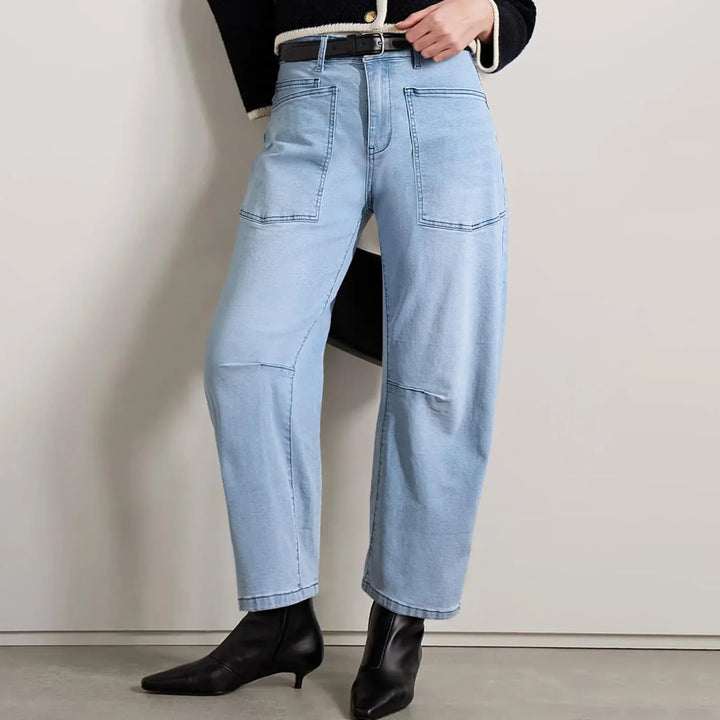 Sylviane | Structured Denim Barrel Leg Jeans