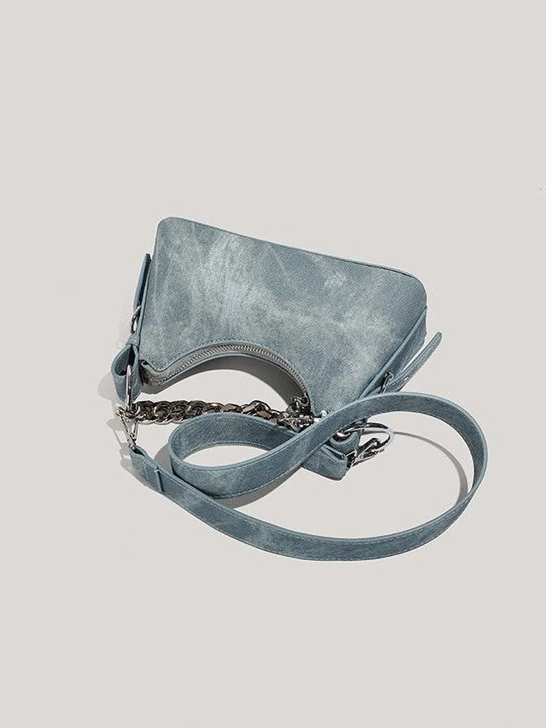 Textured Denim Bag, Heavy Chain Strap