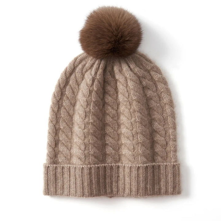 Fine Knit Cashmere Pom Beanie