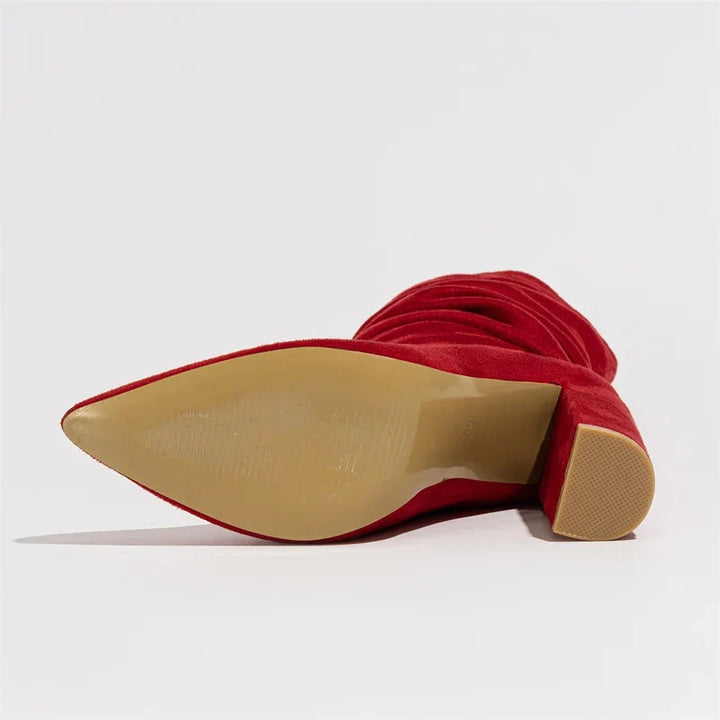 Therese | Pleated Suede Heel Boots