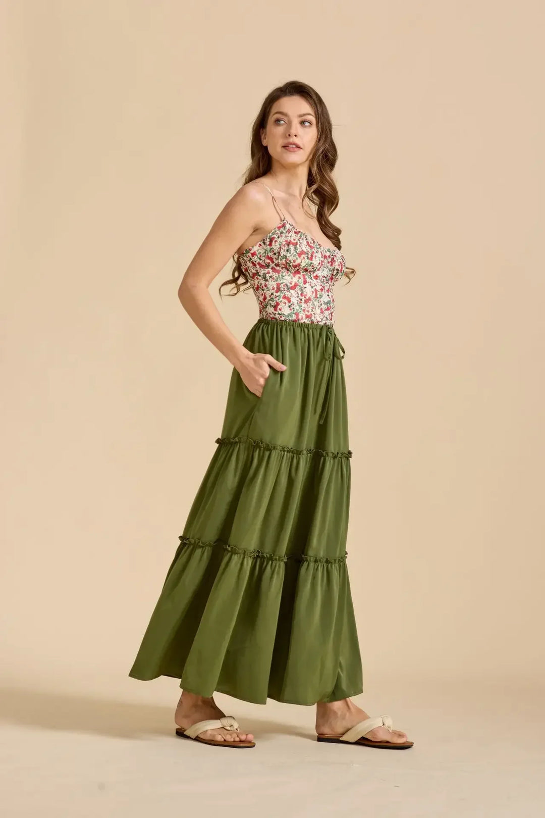 Vivian | 100% Cotton Drawstring Maxi Skirt