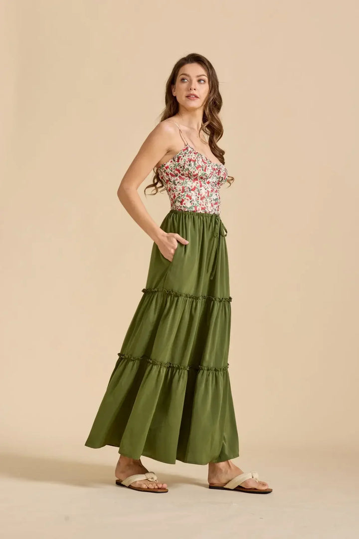 Vivian | 100% Cotton Drawstring Maxi Skirt