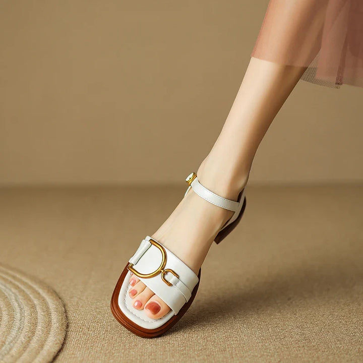 Alvine | Full Grain Leather Flat Sandals