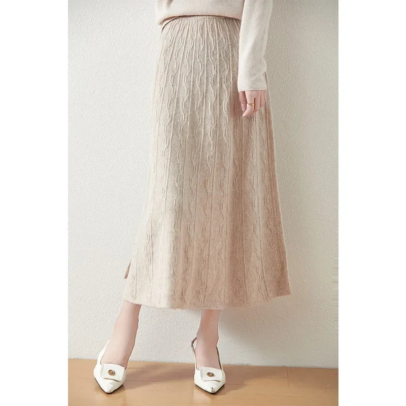 Olympia | Merino Wool Knit A-Line Skirt