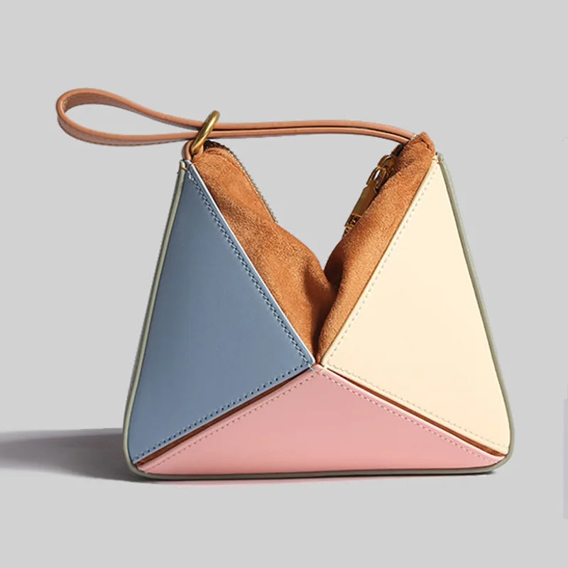 Faceted Panel Structured Handbag