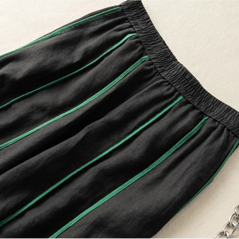 Muguette | Striped Linen Blend Wide Leg Pants