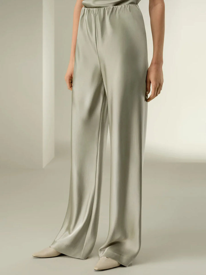 Seraphine | Satin Weave Wide Leg Trousers