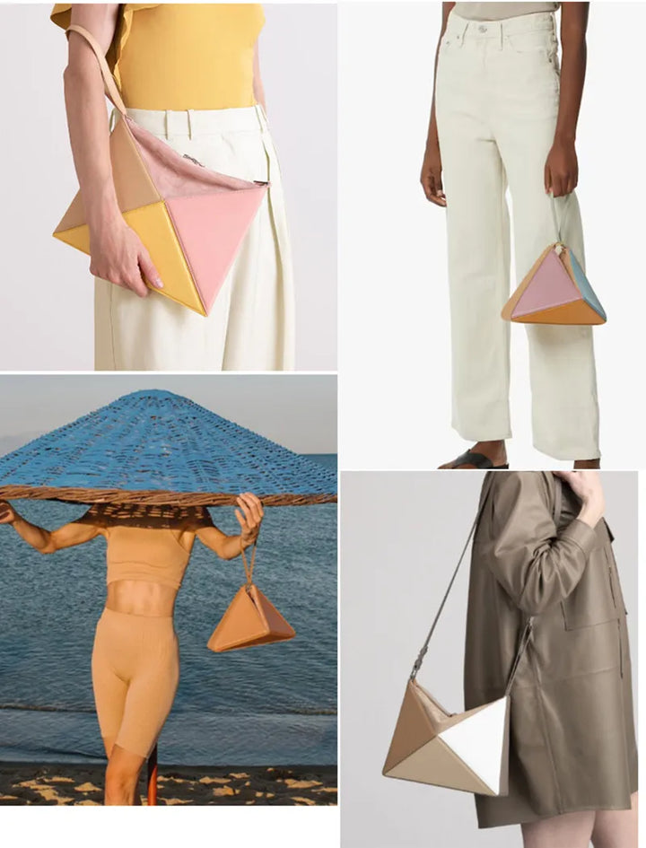 Faceted Panel Structured Handbag