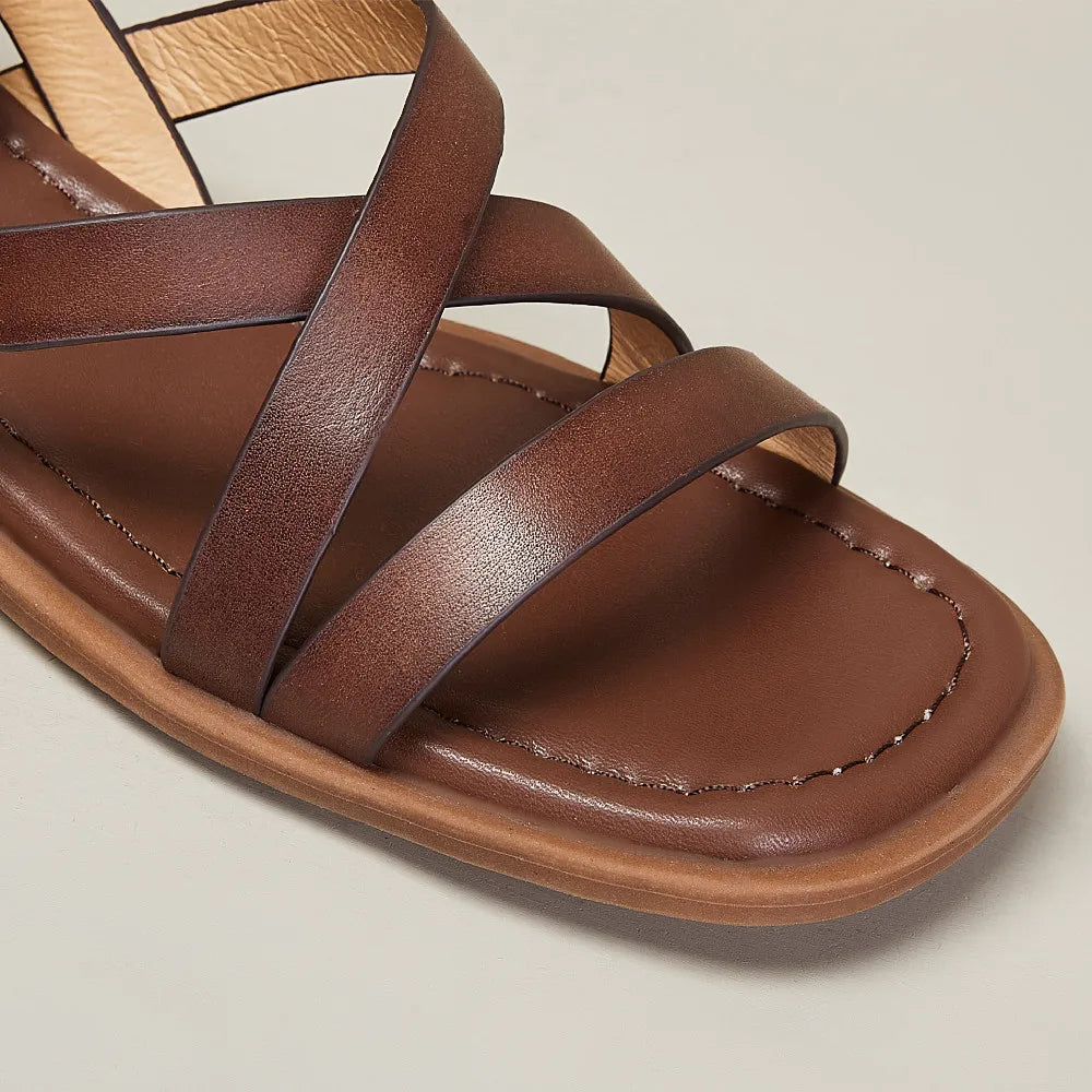 Nora | Woven Leather Ankle Buckle Sandals
