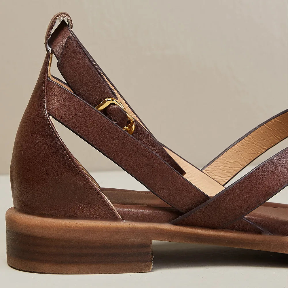 Nora | Woven Leather Ankle Buckle Sandals