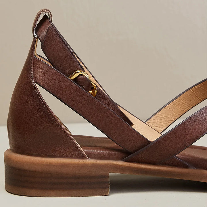 Nora | Woven Leather Ankle Buckle Sandals
