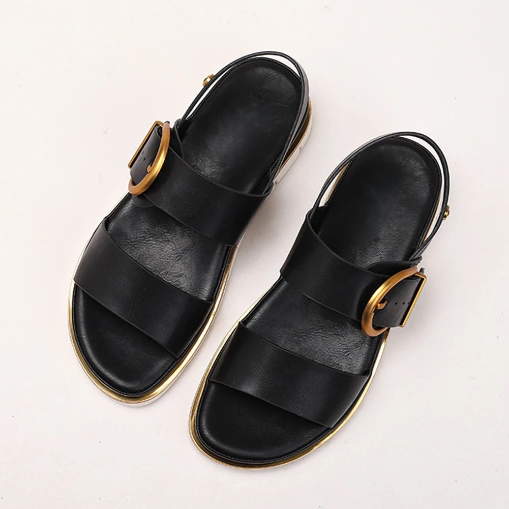 Valeria | Cross Strap Gold Buckle Sandals