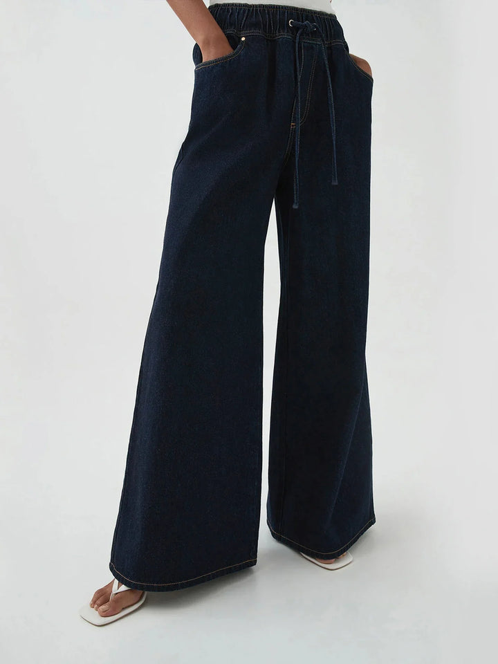 Mariange | Drawstring Wide Leg Denim Jeans