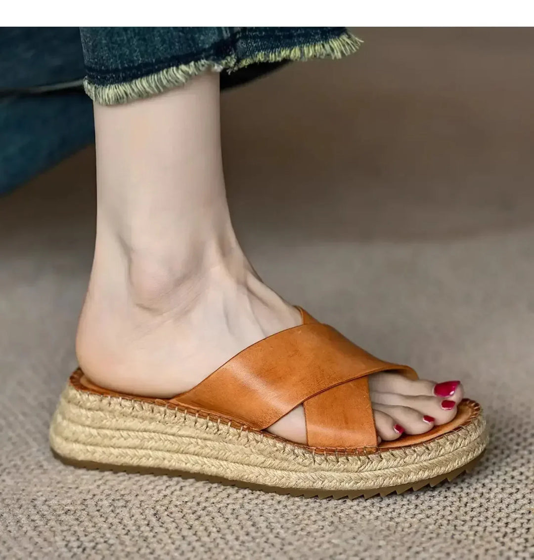 Antonine | Woven Leather Platform Slides