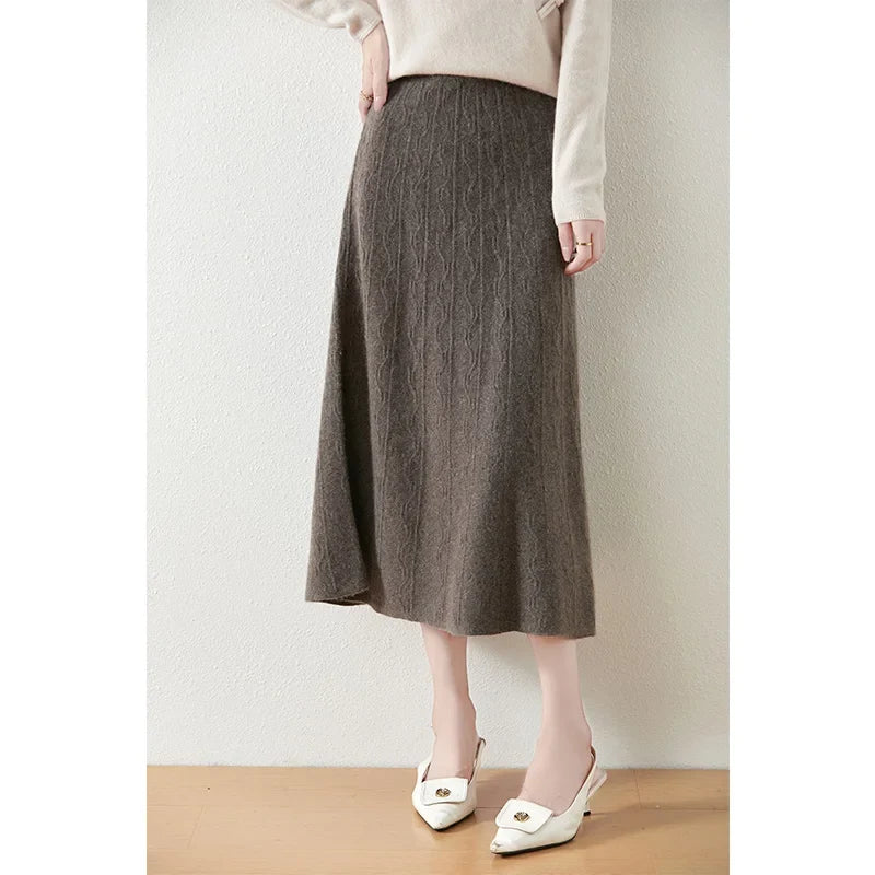 Olympia | Merino Wool Knit A-Line Skirt