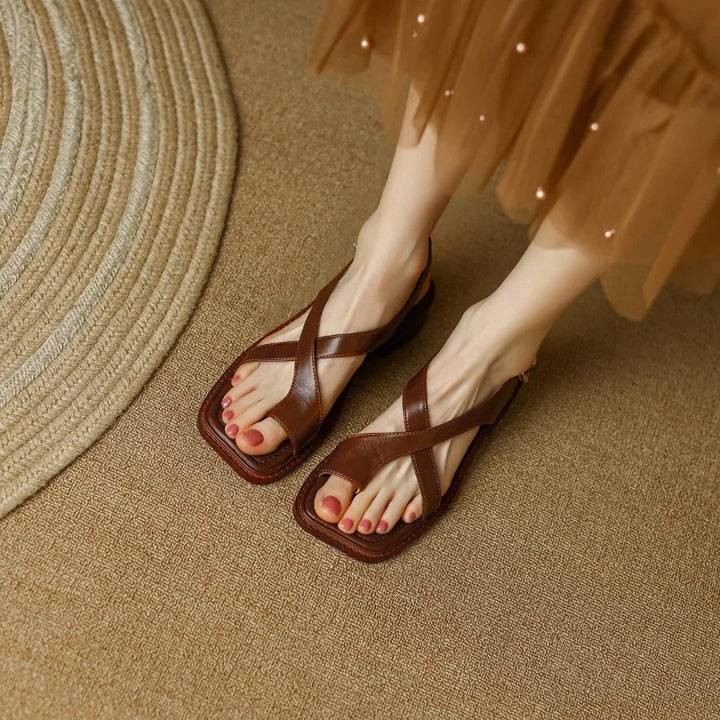 Fidelia | Italian Leather Crossed Sandals