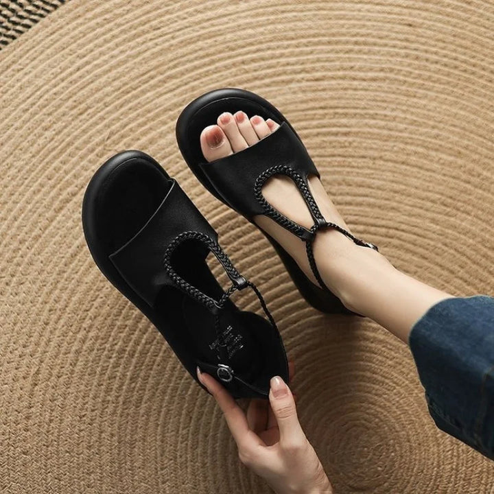 Claudia | Braided Strap Buckle Sandals