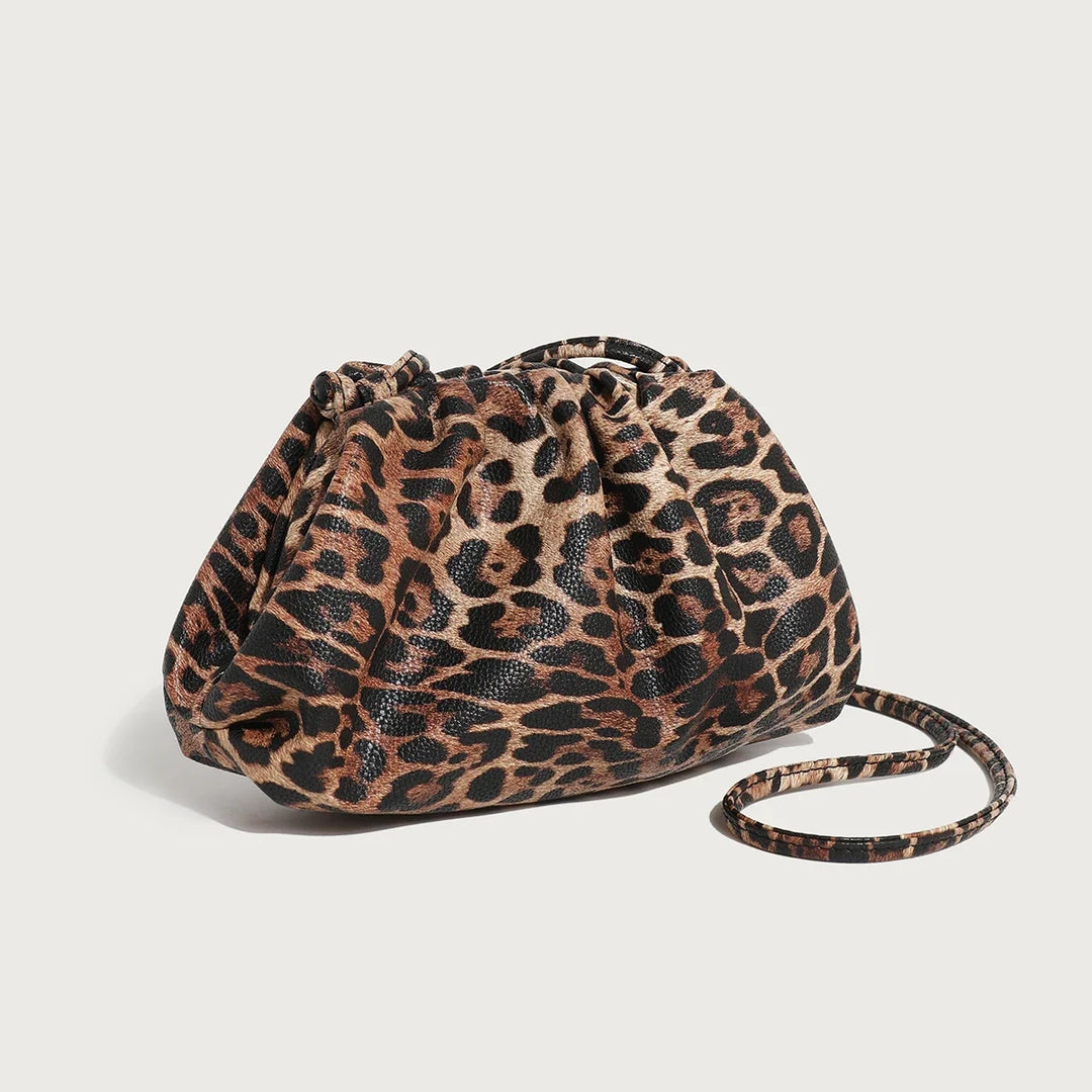 Leopard Print Hasp Clutch, Linen Lined