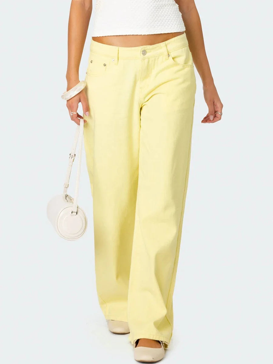 Ines | High Rise Cotton Straight Jeans