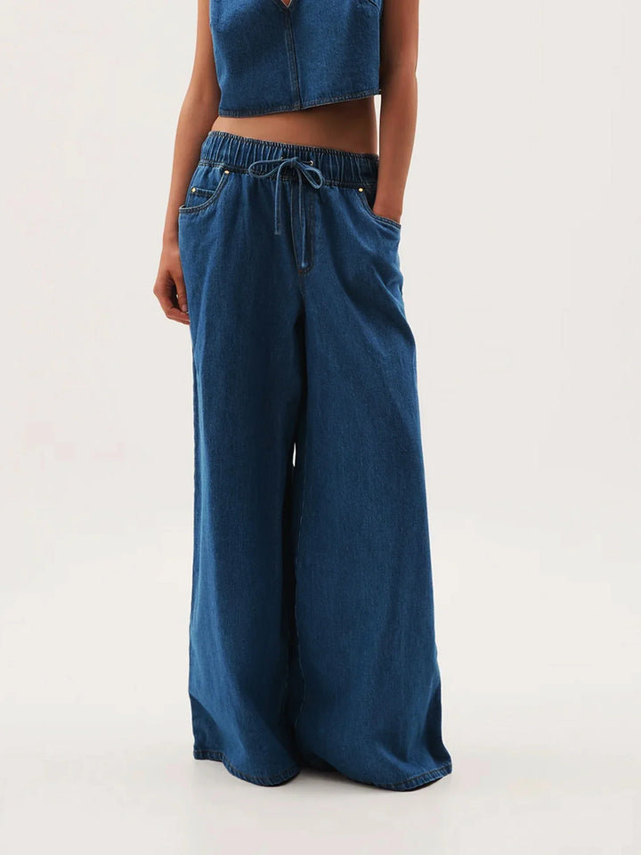 Mariange | Drawstring Wide Leg Denim Jeans