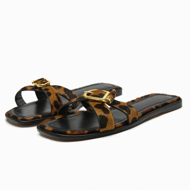 Vitalie | Crossed Strap Cutout Flat Slides