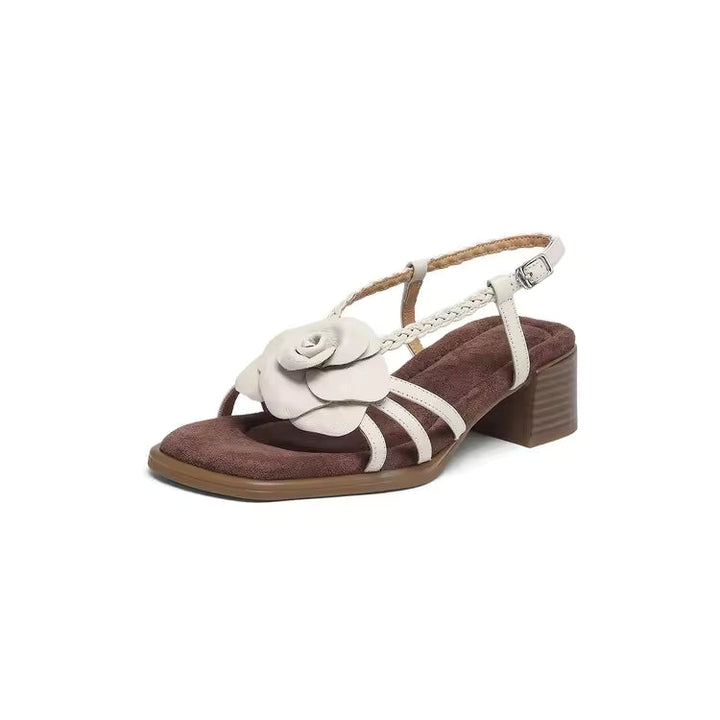 Laurianne | Chunky Heel Flower Band Sandals