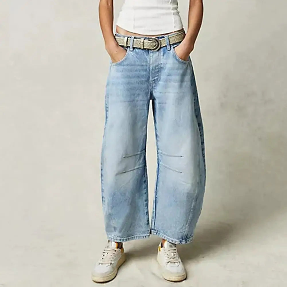 Malvine | Barrel Leg Cotton Denim Jeans