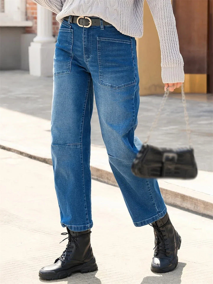 Sylviane | Structured Denim Barrel Leg Jeans