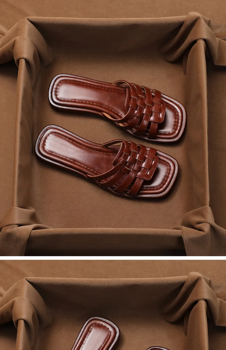 Andreanne | Hand Woven Square Toe Slides