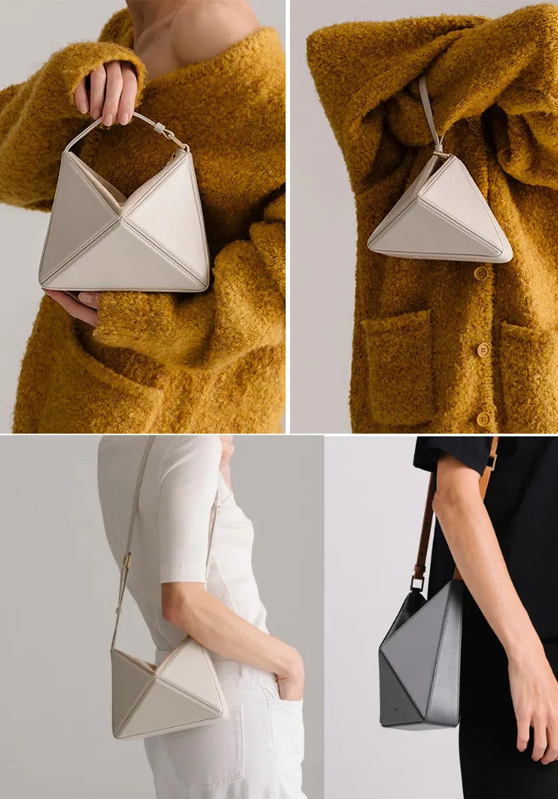 Faceted Panel Structured Handbag