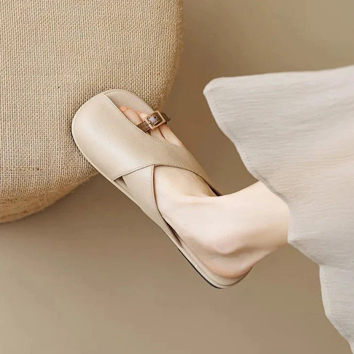 Luella | Sculpted Leather Footbed Sandals
