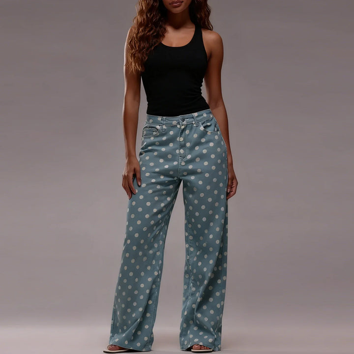 Paule | Polka Dot Cotton Wide Leg Trousers