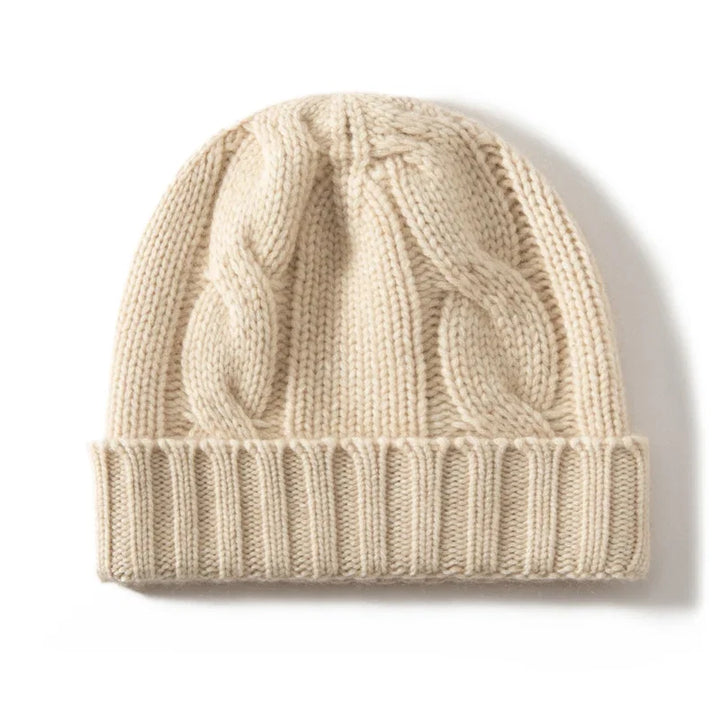 100% Cashmere Cable Knit Beanie