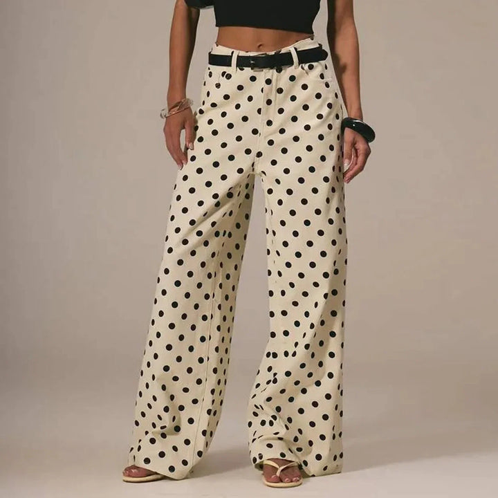 Paule | Polka Dot Cotton Wide Leg Trousers