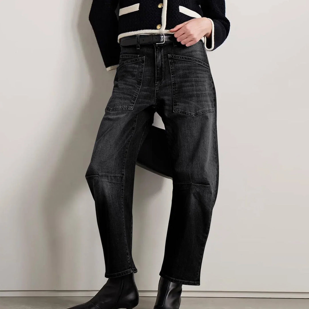 Sylviane | Structured Denim Barrel Leg Jeans