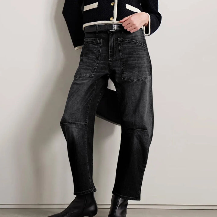 Sylviane | Structured Denim Barrel Leg Jeans