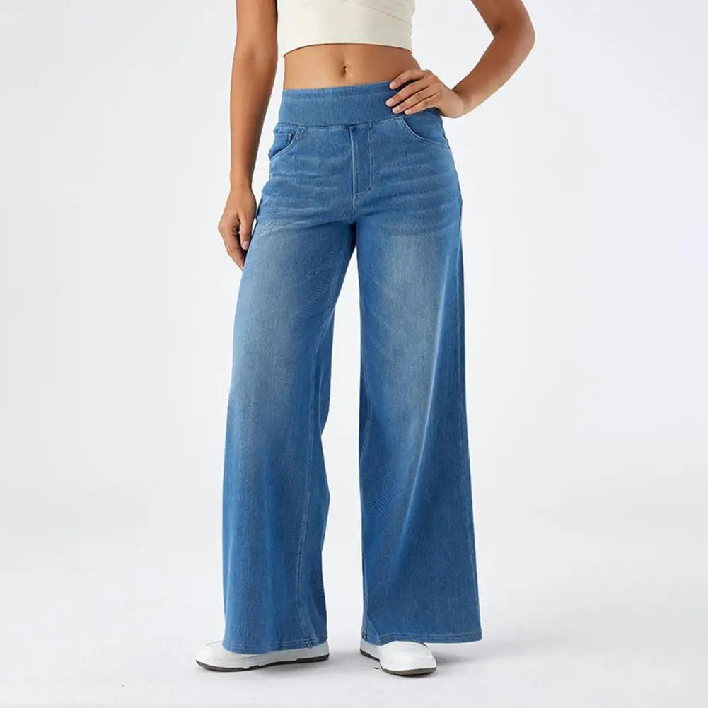 Michelle | Pull On Elastic Waist Wide Jeans