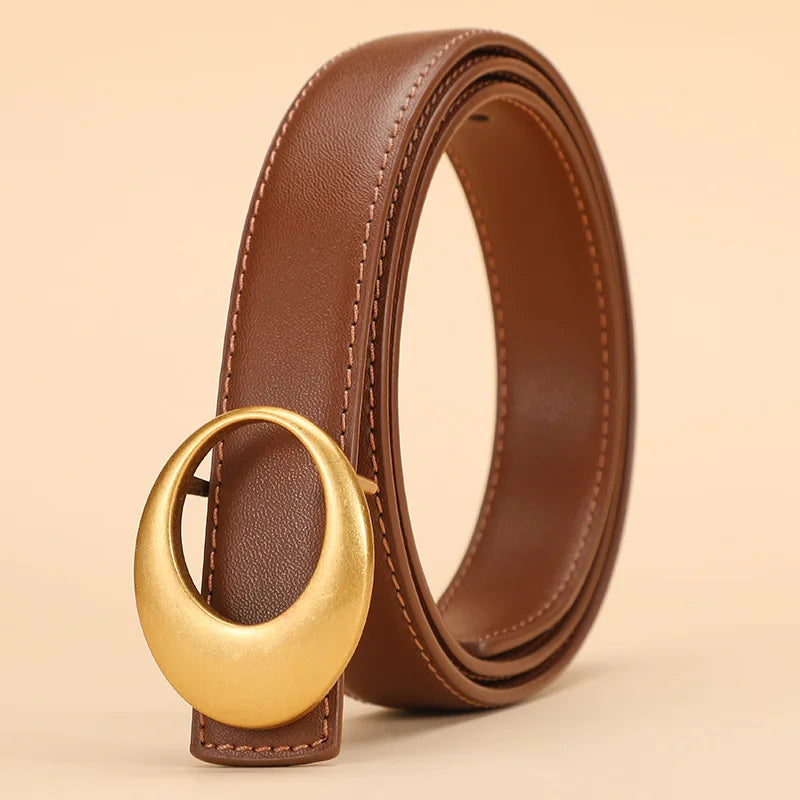 Full Grain Leather Crescent Buckle Belt