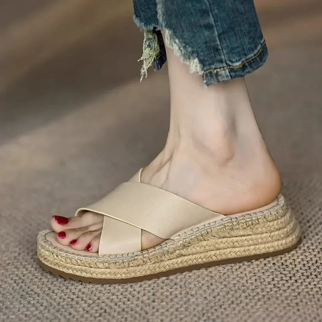 Antonine | Woven Leather Platform Slides
