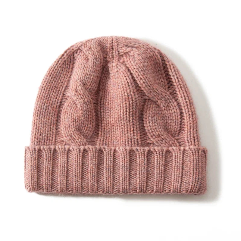 100% Cashmere Cable Knit Beanie
