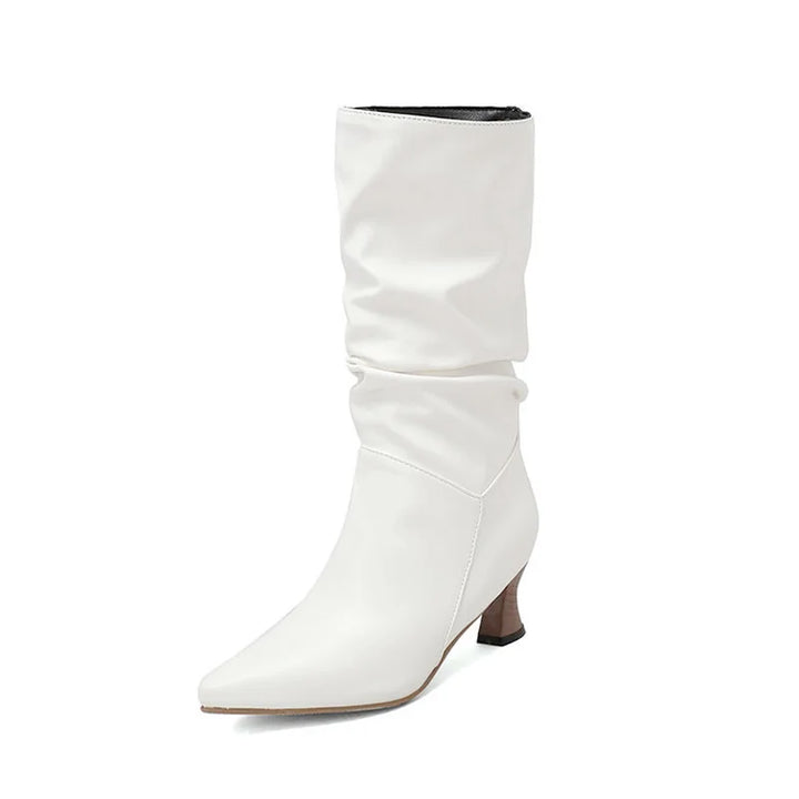 Agathe | Mid-Calf Slip-On Heel Boots